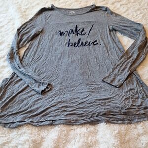 Aerie Gray Relaxed Long Sleeve Tee with Playful Print S/P/CH